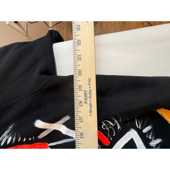 Hand Painted Graffiti Hoodie Black Devil Art Streetwear Pullover Size Small P - Picture 4 of 6